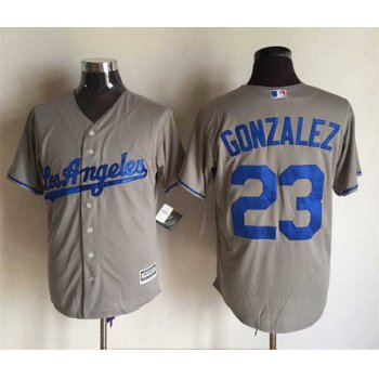 Men's Los Angeles Dodgers #23 Adrian Gonzalez Away Gray 2015 MLB Cool Base Jersey