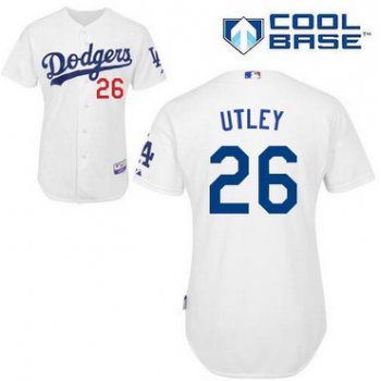 Men's Los Angeles Dodgers #26 Chase Utley Home White MLB Cool Base Jersey