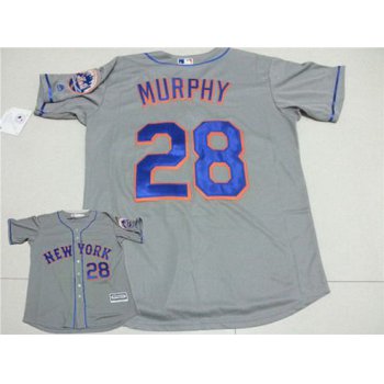 Men's New York Mets #28 Daniel Murphy Gray Road 2015 MLB Cool Base Jersey