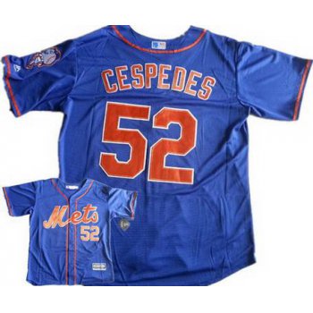 Men's New York Mets #52 Yoenis Cespedes Alternate Blue With Orange 2015 MLB Cool Base Jersey