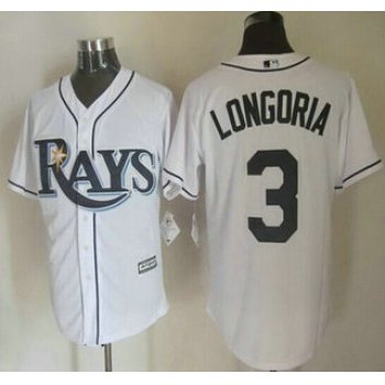 Men's Tampa Bay Rays #3 Evan Longoria Home White 2015 MLB Cool Base Jersey