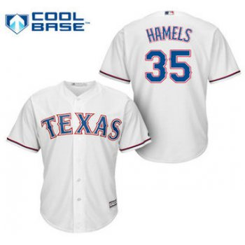 Men's Texas Rangers #35 Cole Hamels Home White MLB Cool Base Jersey