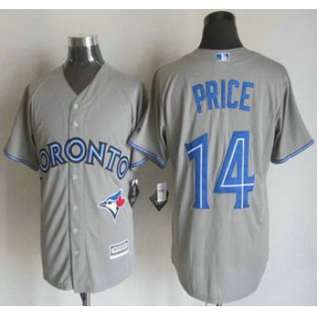 Men's Toronto Blue Jays #14 David Price Away Gray 2015 MLB Cool Base Jersey