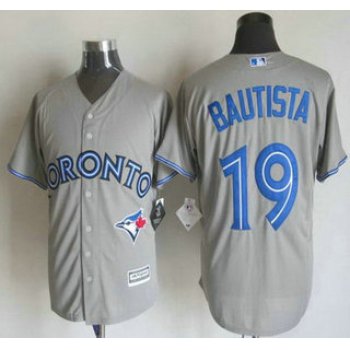 Men's Toronto Blue Jays #19 Jose Bautista Away Gray 2015 MLB Cool Base Jersey