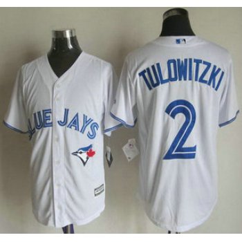 Men's Toronto Blue Jays #2 Troy Tulowitzki Home White 2015 MLB Cool Base Jersey