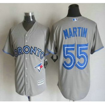 Men's Toronto Blue Jays #55 Russell Martin Away Gray 2015 MLB Cool Base Jersey