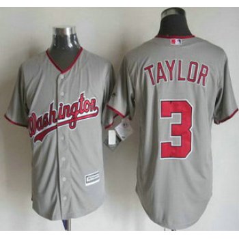 Men's Washington Nationals #3 Michael Taylor Away Gray 2015 MLB Cool Base Jersey