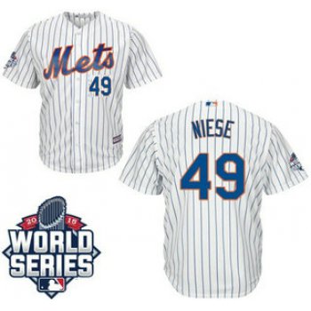 New York Mets #49 Jon Niese Home white Authentic Cool Base Jersey with 2015 World Series Participant Patch