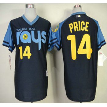 Tampa Bay Rays #14 David Price 1970's Turn Back The Clock Navy Blue Jersey