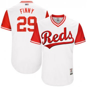 Men's Cincinnati Reds Brandon Finnegan Finny Majestic White 2017 Players Weekend Authentic Jersey