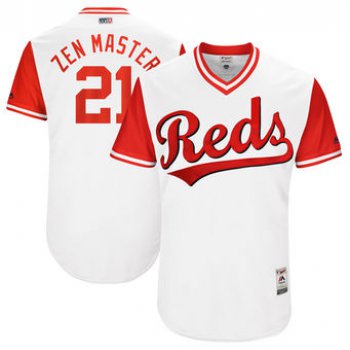 Men's Cincinnati Reds Michael Lorenzen Zen Master Majestic White 2017 Players Weekend Authentic Jersey