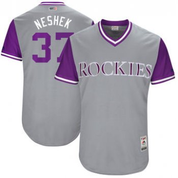 Men's Colorado Rockies Pat Neshek Neshek Majestic Gray 2017 Players Weekend Authentic Jersey