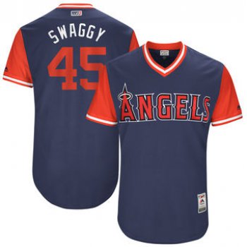 Men's Los Angeles Angels Tyler Skaggs Swaggy Majestic Navy 2017 Players Weekend Authentic Jersey