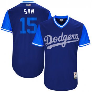 Men's Los Angeles Dodgers Austin Barnes Sam Majestic Royal 2017 Players Weekend Authentic Jersey