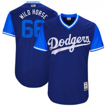 Men's Los Angeles Dodgers Yasiel Puig Wild Horse Majestic Royal 2017 Players Weekend Authentic Jersey