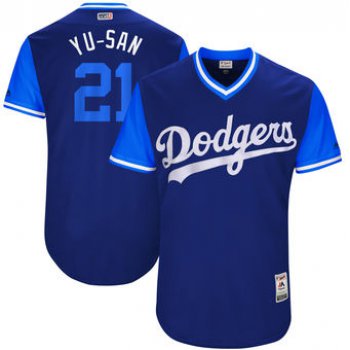 Men's Los Angeles Dodgers Yu Darvish Yu-Saun Majestic Royal 2017 Players Weekend Authentic Jersey