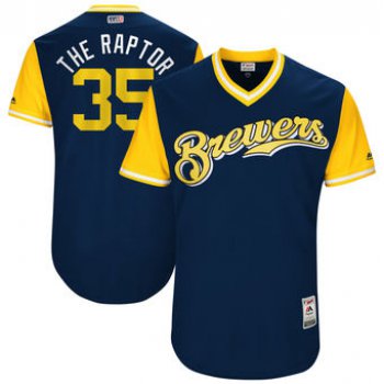 Men's Milwaukee Brewers Brent Suter The Raptor Majestic Navy 2017 Players Weekend Authentic Jersey