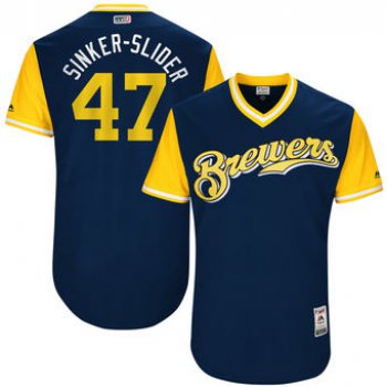 Men's Milwaukee Brewers Jett Bandy Sinker-Slider Majestic Navy 2017 Players Weekend Authentic Jersey