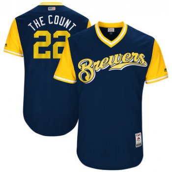 Men's Milwaukee Brewers Matt Garza The Count Majestic Navy 2017 Players Weekend Authentic Jersey