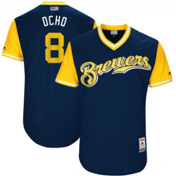 Men's Milwaukee Brewers Ryan Braun Ocho Majestic Navy 2017 Players Weekend Authentic Jersey