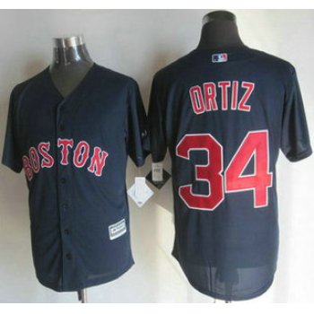 Men's Boston Red Sox #34 David Ortiz Alternate Navy Blue 2015 MLB Cool Base Jersey