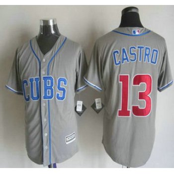 Men's Chicago Cubs #13 Starlin Castro Alternate Gray 2015 MLB Cool Base Jersey