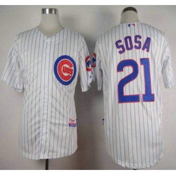 Men's Chicago Cubs #21 Sammy Sosa Home White MLB Cool Base Jersey