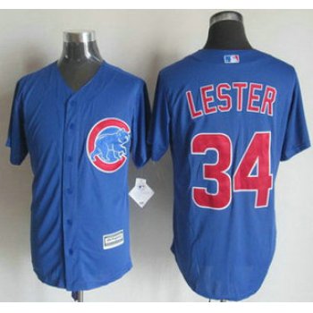 Men's Chicago Cubs #34 Jon Lester Alternate Blue 2015 MLB Cool Base Jersey