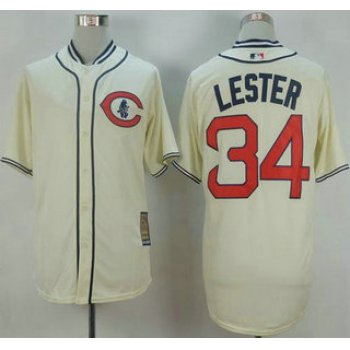 Men's Chicago Cubs #34 Jon Lester Cream 1929 Turn Back The Clock Jersey