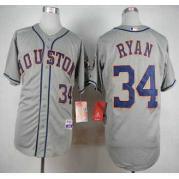 Men's Houston Astros #34 Nolan Ryan Gray Cool Base Jersey