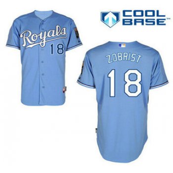 Men's Kansas City Royals #18 Ben Zobrist Alternate Light Blue MLB Cool Base Jersey