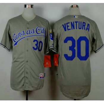 Men's Kansas City Royals #30 Yordano Ventura Gray Jersey