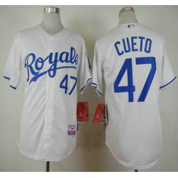 Men's Kansas City Royals #47 Johnny Cueto Home White MLB Cool Base Jersey