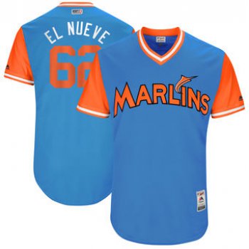 Men's Miami Marlins Jose Urena El Nueve Majestic Blue 2017 Players Weekend Authentic Jersey