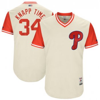 Men's Philadelphia Phillies Andrew Knapp Knapp Time Majestic Tan 2017 Players Weekend Authentic Jersey