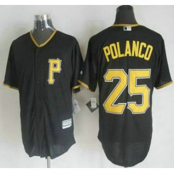 Men's Pittsburgh Pirates #25 Gregory Polanco Alternate Black 2015 MLB Cool Base Jersey