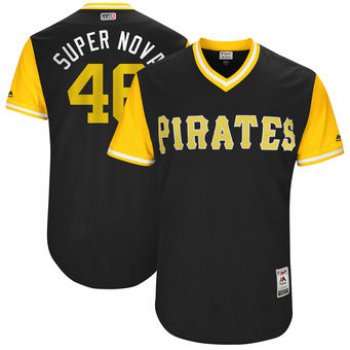 Men's Pittsburgh Pirates Ivan Nova Super Nova Majestic Black 2017 Players Weekend Authentic Jersey