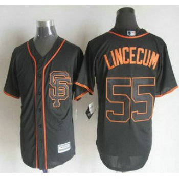 Men's San Francisco Giants #55 Tim Lincecum Alternate Black SF 2015 MLB Cool Base Jersey