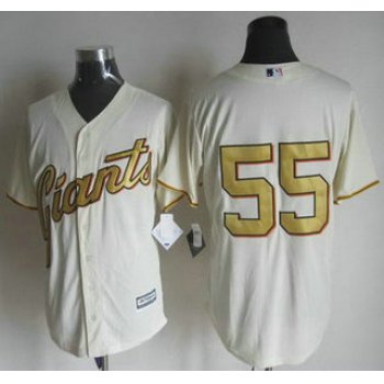 Men's San Francisco Giants #55 Tim Lincecum Cream With Gold Program 2015 MLB Cool Base Jersey