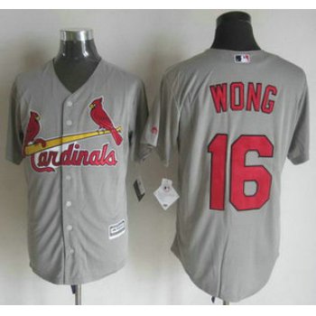 Men's St. Louis Cardinals #16 Kolten Wong Away Gray 2015 MLB Cool Base Jersey