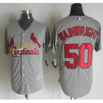 Men's St. Louis Cardinals #50 Adam Wainwright Away Gray 2015 MLB Cool Base Jersey