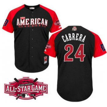 American League Detroit Tigers #24 Miguel Cabrera 2015 MLB All-Star Black Jersey