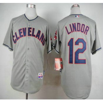 Cleveland Indians #12 Francisco Lindor Away Gray MLB Cool Base Jersey