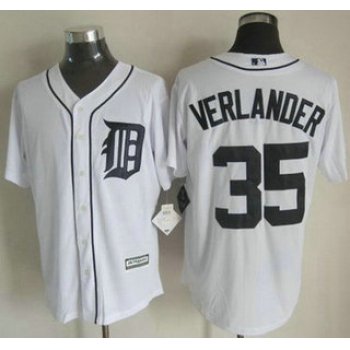 Detroit Tigers #35 Justin Verlander 2015 White With Navy Jersey