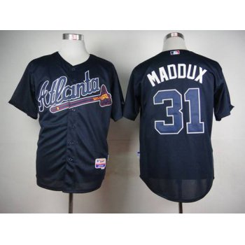 Men's Atlanta Braves #31 Greg Maddux Navy Blue Cool Base Jersey