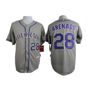 Men's Colorado Rockies #28 Nolan Arenado Gray Jersey