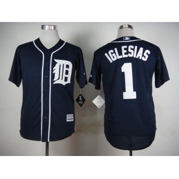 Men's Detroit Tigers #1 Jose Iglesias 2015 Navy Blue Jersey