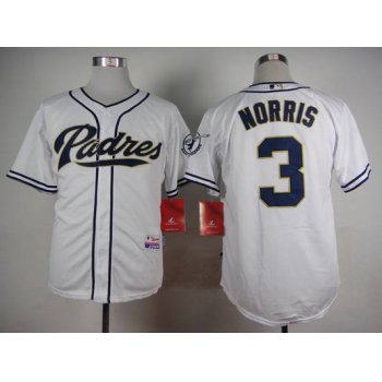 Men's San Diego Padres #3 Derek Norris White Jersey