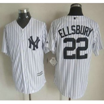 New York Yankees #22 Jacoby Ellsbury 2015 White With Navy Pinstripe Jersey