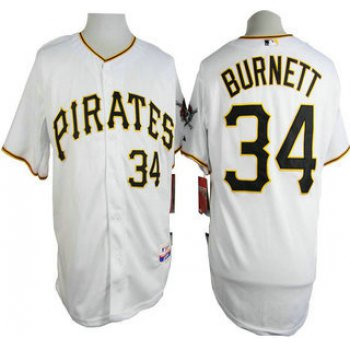 Pittsburgh Pirates #34 A. J. Burnett White Jersey